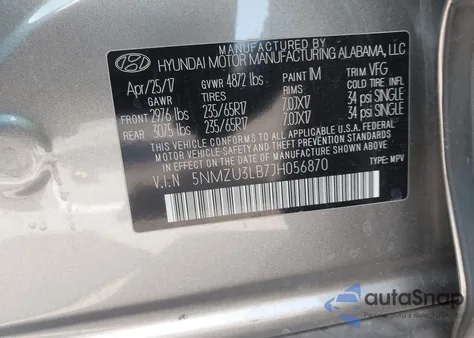 2018 Hyundai Santa Fe Sport 2.4L z USA, uszkodzony, nr VIN 5NMZU3LB7JH056870